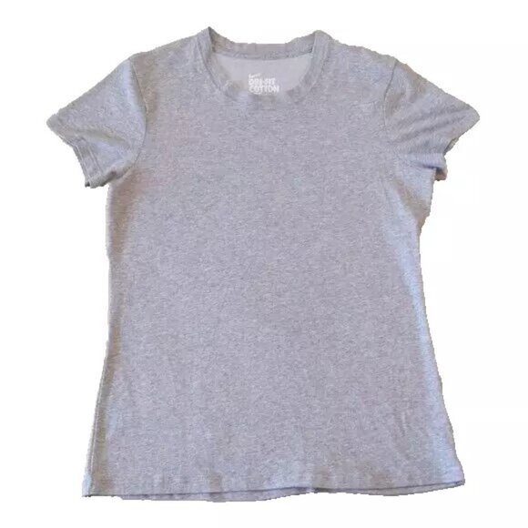 Nike Dri Fit Cotton Tee XL Gray Short Sleeves Crew Neck Swoosh Logo - Picture 5 of 7
